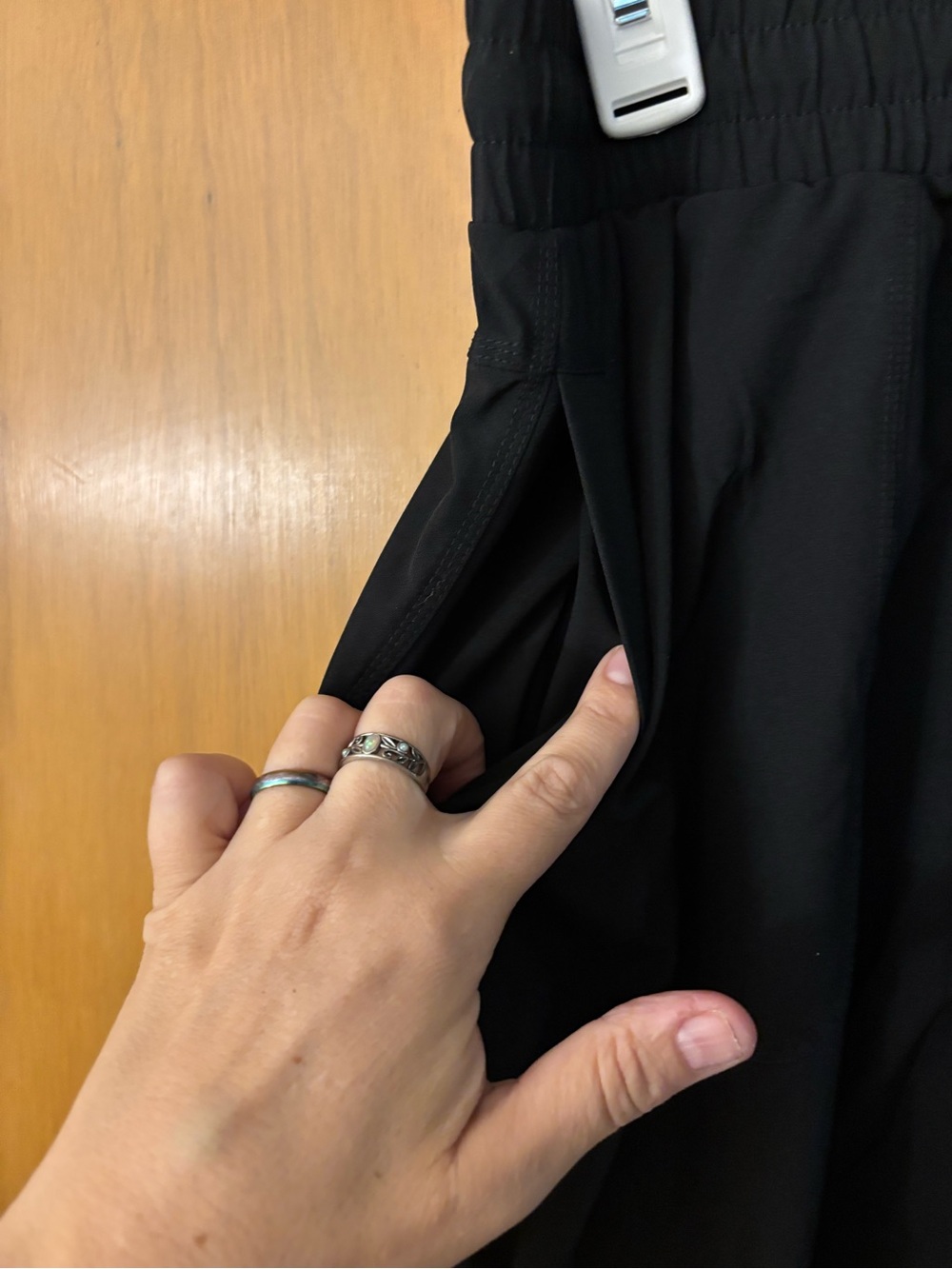 Women’s Black Drawstring Ruched Track Pants - Picture 3 of 4